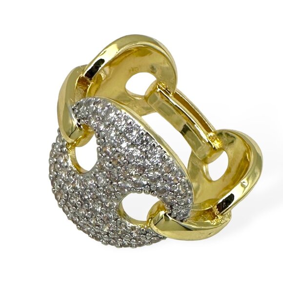 NEW!! PAVE CRYSTAL CENTER HORSE BIT RING WITH HORSE BIT BAND - Picture 1 of 2